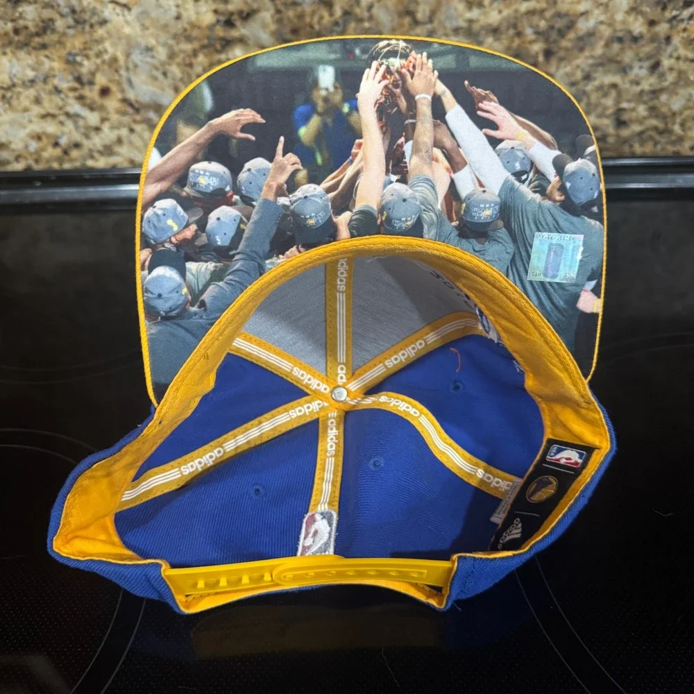 Adidas Golden State Warriors 2015 NBA Finals Champions Snapback Hat Blue Yellow